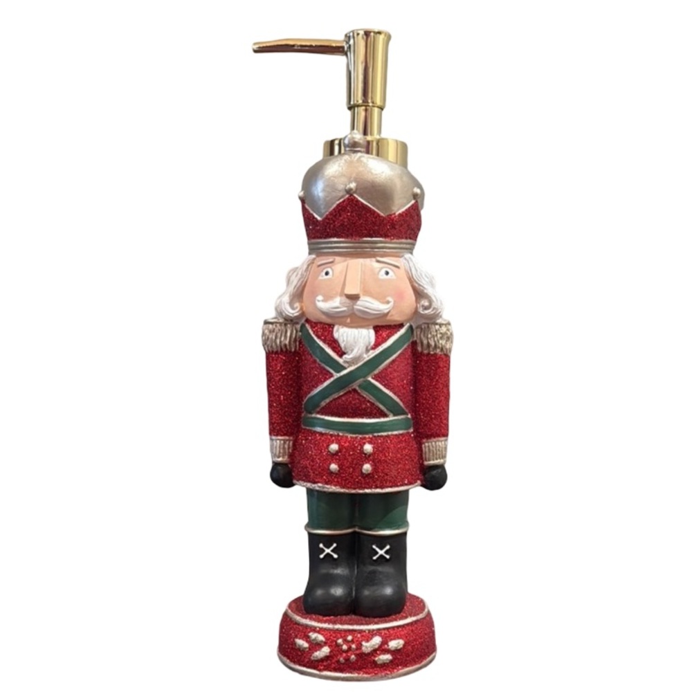Holiday Glitter Nutcracker Refillable Soap Dispenser Lotion Pump